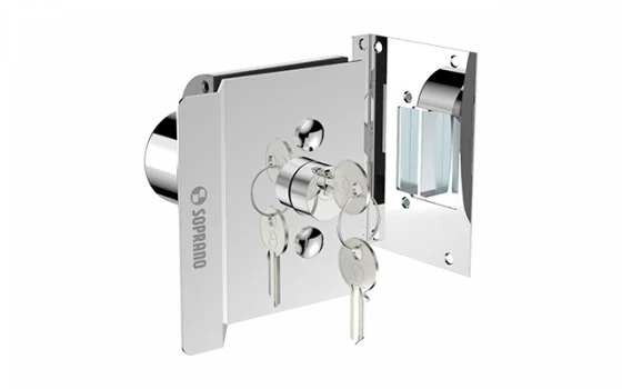 FECHADURA ELETRICA VIDRO 12V PY VA SM INT BOLA INOX POLIDO - Soprano