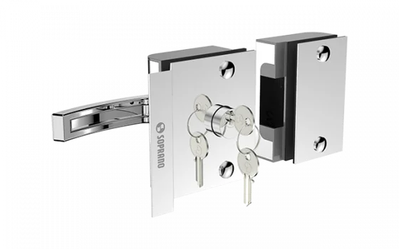 FECHADURA ELETRICA VIDRO 12V PY VV BLX EXT RETA INOX POLIDO - Soprano