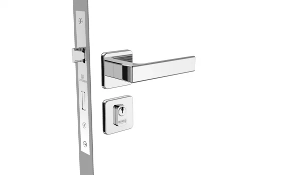 Fechadura Juno externa broca 40X53 com roseta R24 cromado - Soprano
