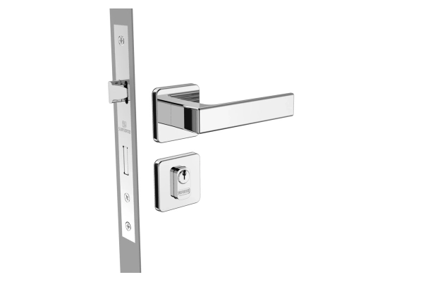 Fechadura Juno externa broca 40X53 com roseta R24 cromado - Soprano