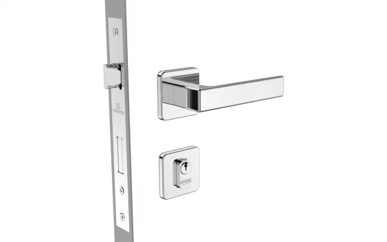 Fechadura Juno externa broca 55X70 com roseta R24 cromado - Soprano