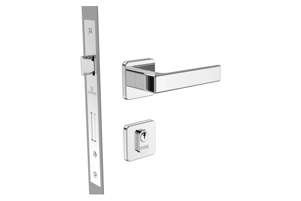 Fechadura Juno externa broca 55X70 com roseta R24 cromado - Soprano