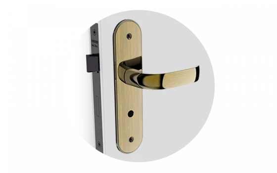 FECHADURA ICARO RETA BAN ANTIQUE BRASS ESP43 40X53 - Soprano