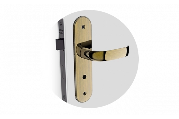 FECHADURA ICARO RETA BAN ANTIQUE BRASS ESP43 40X53
