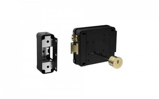 FECHADURA ELETRICA 12V BIPARTIDO PY C/ BOTAO DIR/ESQ PRETO - Soprano