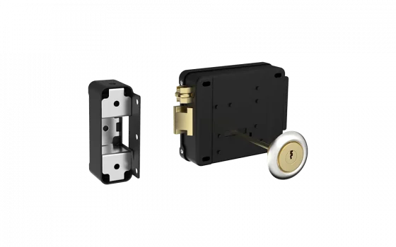 FECHADURA ELETRICA 12V BIPARTIDO PY C/ BOTAO DIR/ESQ PRETO - Soprano