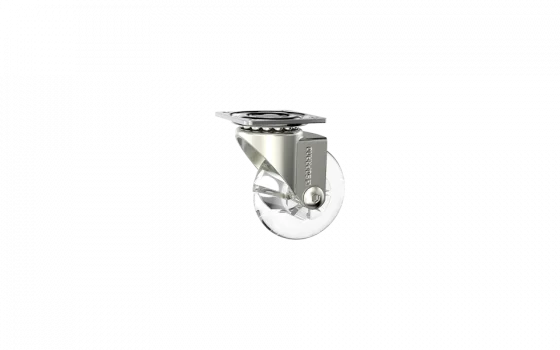 RODIZIO TRANSPARENTE 50MM SEM FREIO CHAPA GIRATORIO NIQUEL - Soprano
