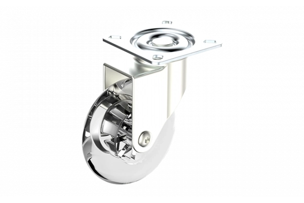 RODIZIO TRANSPARENTE 75MM SEM FREIO CHAPA GIRATORIO NIQUEL