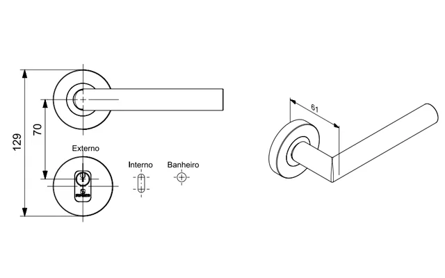 FECHADURA LINNA BAN INOX ESC ROS62 55X70 - Soprano
