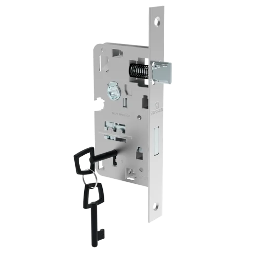 MECANISMO INT 40X53 ESQ CHAVE PRETA INOX POLIDO - Soprano