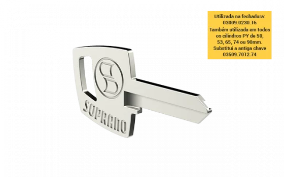 CHAVE PY S/SEGREDO NIQUEL CILINDRO G4 50-90MM - Soprano