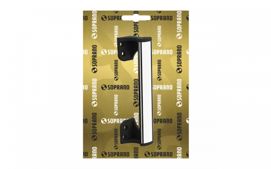 PUXADOR ALUMINIO PRATA C/ BASE POLIMERO FIX LATERAL BLISTER - Soprano