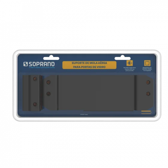 SUPORTE MOLA AEREA A530 P/VIDRO PRETO BLISTER - Soprano