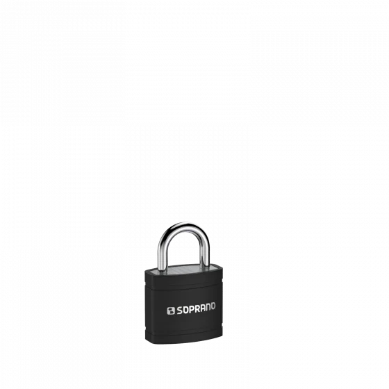 CADEADO DE ALUMINIO COLOR PRETO AL20 BLISTER - Soprano