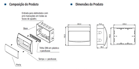 QUADRO DISTR.EMB.09P IEC/DIN PORTA VERTICAL BRANCA - Soprano