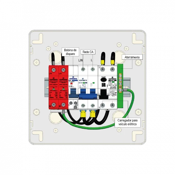 QUADRO DE PROTECAO AC P/CARREGADOR VE C/BOB. DISP. 7,4KW 32A - Soprano