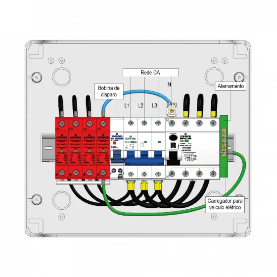 QUADRO DE PROTECAO AC P/CARREGADOR VE C/BOB. DISP. 22KW 32A - Soprano