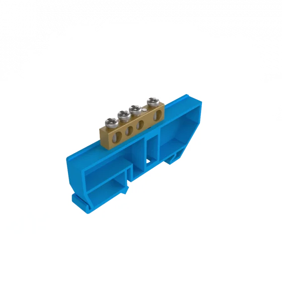 BARRAMENTO NEUTRO 02 + 02 FUROS P/ FIXACAO EM TRILHO DIN AZ - Soprano