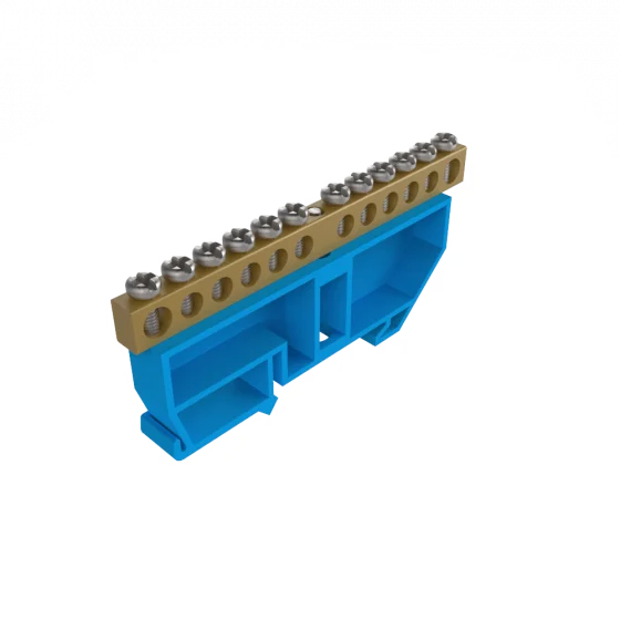 BARRAMENTO NEUTRO 02 + 10 FUROS P/ FIXACAO EM TRILHO DIN AZ - Soprano