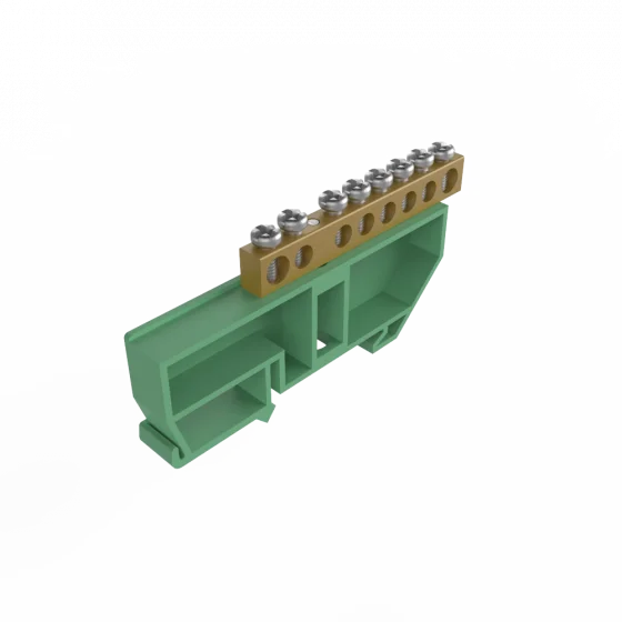 BARRAMENTO TERRA 02 + 06 FUROS P/ FIXACAO EM TRILHO DIN VER - Soprano