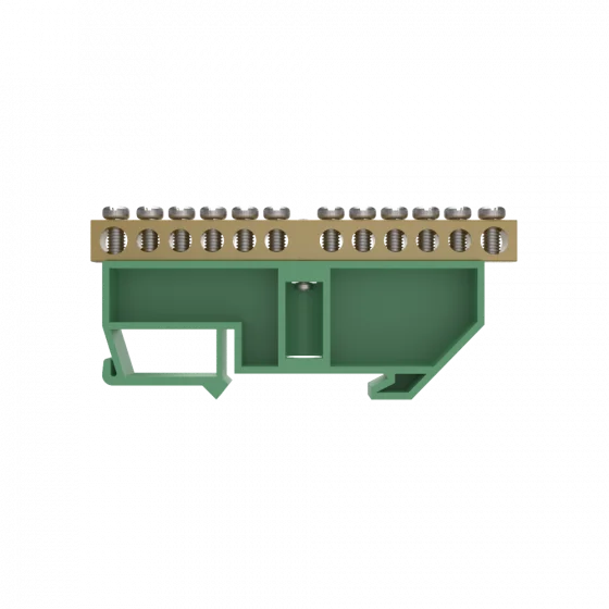 BARRAMENTO TERRA 02 + 10 FUROS P/ FIXACAO EM TRILHO DIN VER - Soprano