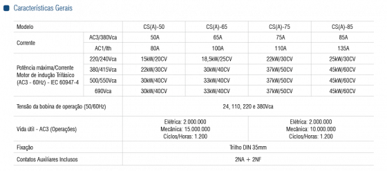 CONTATOR CSA-50 2NA+2NF 24VCA - Soprano