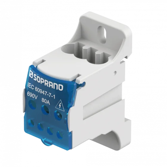 BLOCO DE DISTRIBUICAO 1 POLO 80A 7 CONEXOES - Soprano