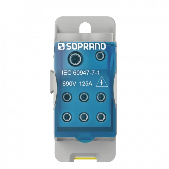 BLOCO DE DISTRIBUICAO 1 POLO 125A 8 CONEXOES - Soprano