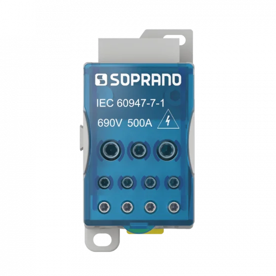 BLOCO DE DISTRIBUICAO 1 POLO 500A 12 CONEXOES - Soprano