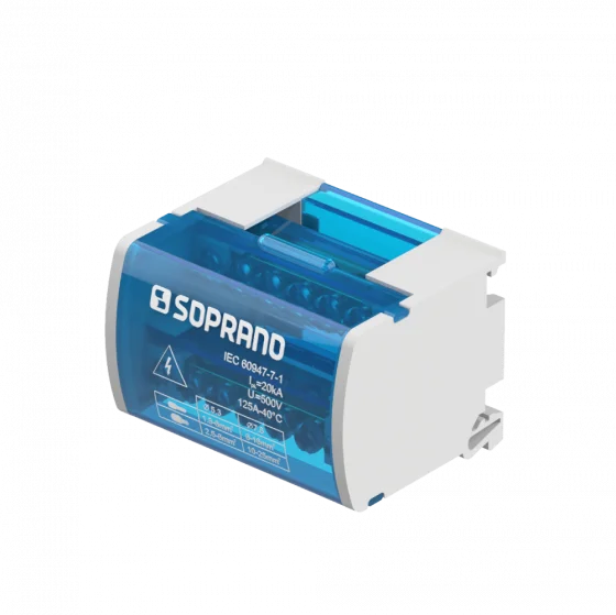 BLOCO DE DISTRIBUICAO 2 POLOS 125A 7 CONEXOES - Soprano