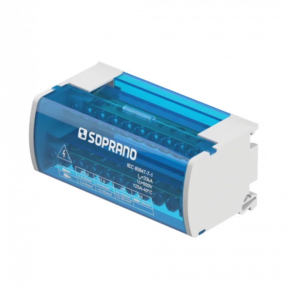 BLOCO DE DISTRIBUICAO 2 POLOS 125A 11 CONEXOES - Soprano