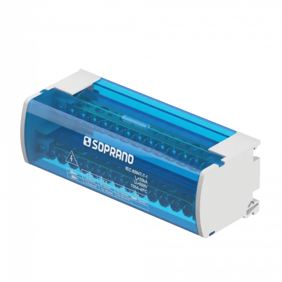 BLOCO DE DISTRIBUICAO 2 POLOS 125A 15 CONEXOES - Soprano