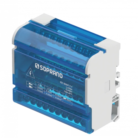 BLOCO DE DISTRIBUICAO 4 POLOS 125A 11 CONEXOES - Soprano
