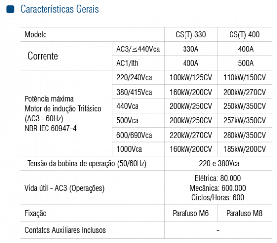 CONTATOR CST-330-220VCA-330A - Soprano