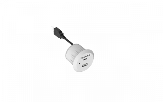 TOMADA 1 USB E 1 USB-C DE EMBUTIR PARA MOVEIS BRANCO - Soprano