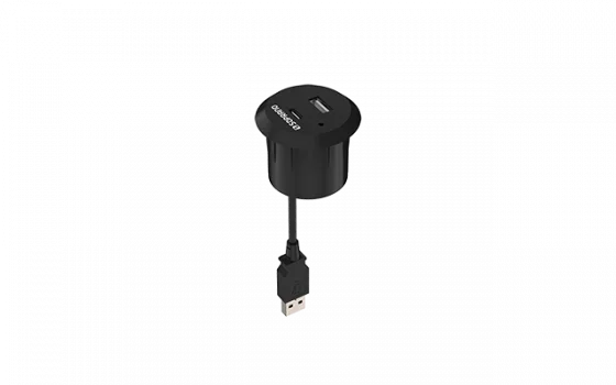 TOMADA 1 USB E 1 USB-C DE EMBUTIR PARA MOVEIS PRETO - Soprano