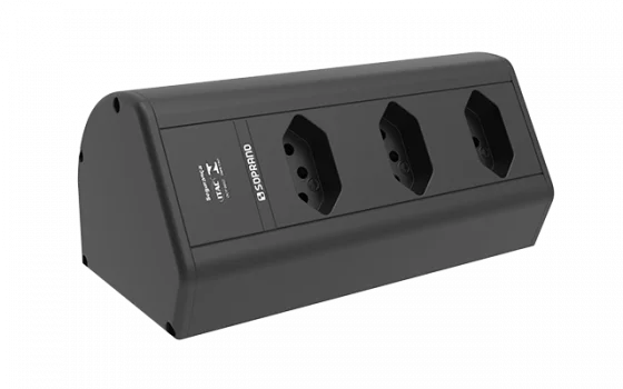 CAIXA TOMADA SOBREPOR HORIZONTAL 3 MODULOS DE ENERGIA PRETA - Soprano