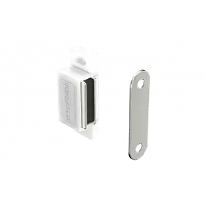 FECHO MAGNETICO C/BATENTE 2 FUROS BRANCO