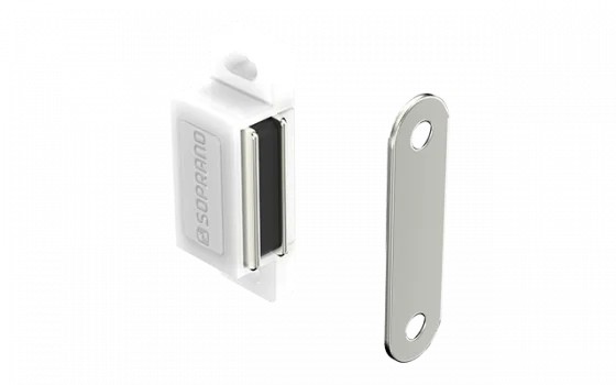 FECHO MAGNETICO C/BATENTE 2 FUROS BRANCO - Soprano