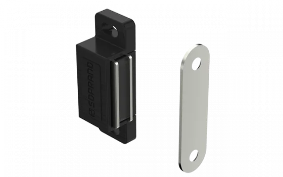FECHO MAGNETICO C/BATENTE 2 FUROS PRETO