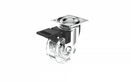 RODIZIO GEL 50MM COM FREIO CHAPA GIRATORIA COM ROLAMENTO NIQ - Soprano