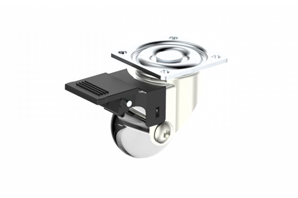 RODÍZIO GEL 35MM COM FREIO CHAPA GIRATÓRIA NÍQUEL