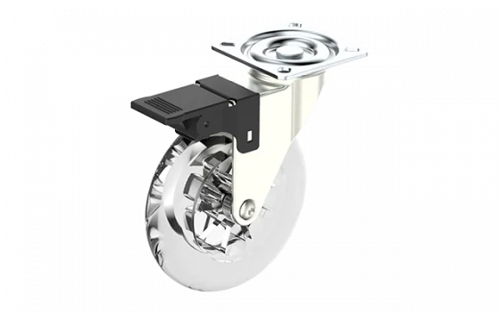 RODIZIO GEL 100MM COM FREIO CHAPA GIRATORIA NIQUEL - Soprano