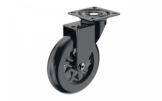 RODIZIO GEL 100MM SEM FREIO CHAPA GIRATORIA PRETO - Soprano