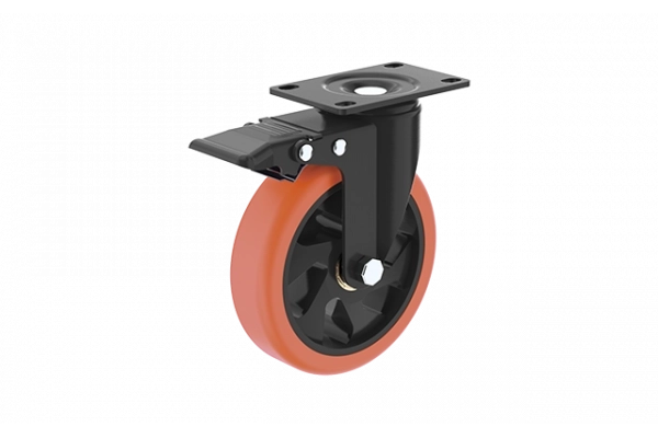 RODÍZIO SEMI INDUSTRIAL 5 POLEGADAS (125MM) COM FREIO CHAPA