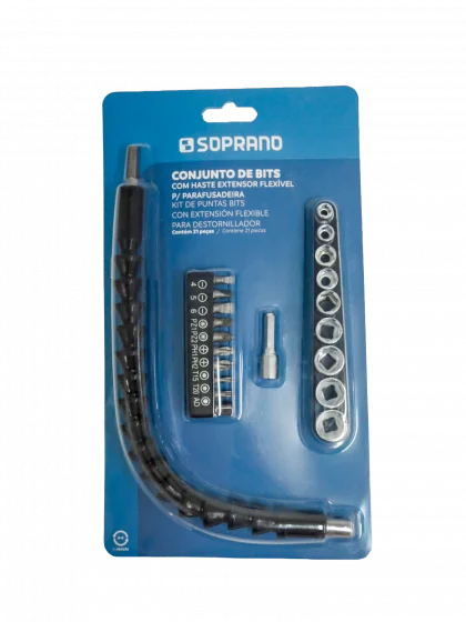 CONJUNTO DE BITS COM HASTE EXTENSOR FLEXIVEL P/PARAFUSADEIRA - Soprano