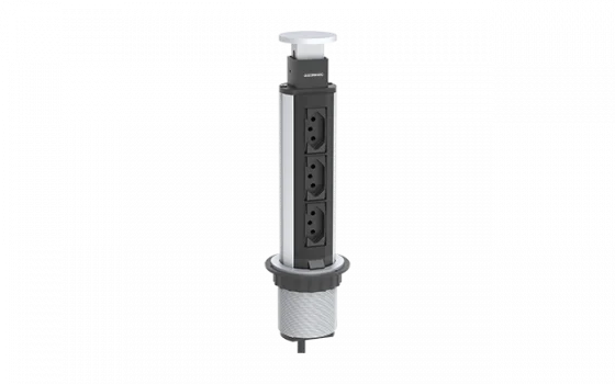 TORRE DE TOMADA EMBUTIR 3 MODULOS DE ENERGIA PRATA - Soprano