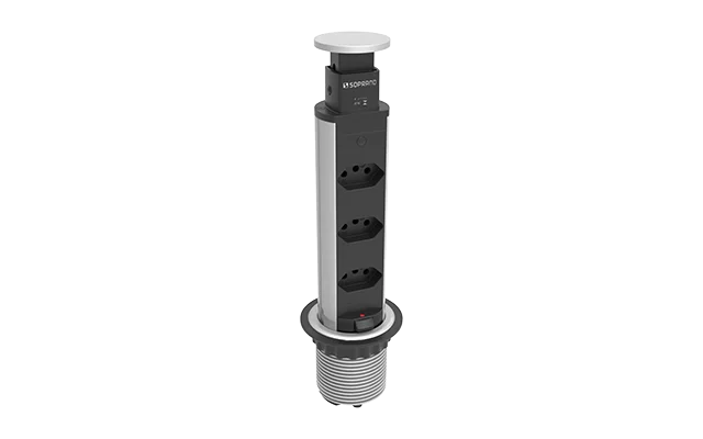 TORRE DE TOMADA EMBUTIR 3 MODULOS DE ENERGIA PRATA - Soprano