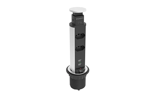 TORRE DE TOMADA EMBUTIR 2 MOD DE ENERGIA E 2 MOD USB PRATA - Soprano