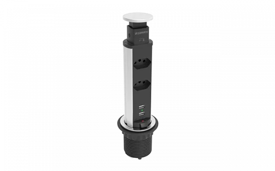 TORRE DE TOMADA EMBUTIR 2 MOD DE ENERGIA E 2 MOD USB PRATA - Soprano